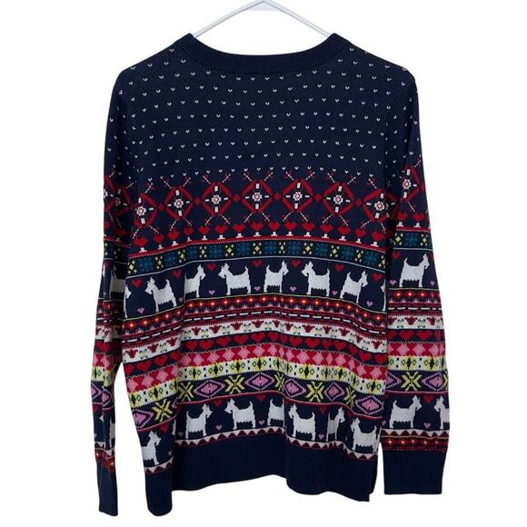 Charter Club Fair Isle Scottie Dog Crewneck Sweater Size XLP Cozy Winter Casual - Picture 2 of 8